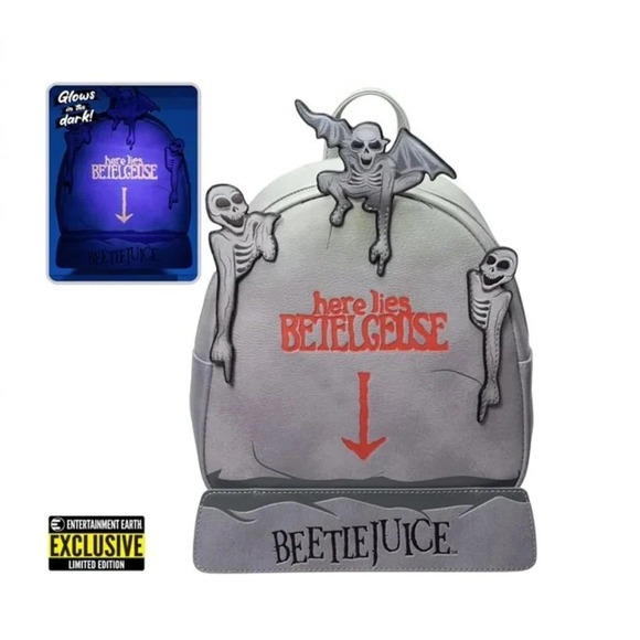 Loungefly Handbags - Loungefly Beetlejuice Tombstone Glow-in-the-Dark Mini-Backpack [EE Exclusive]